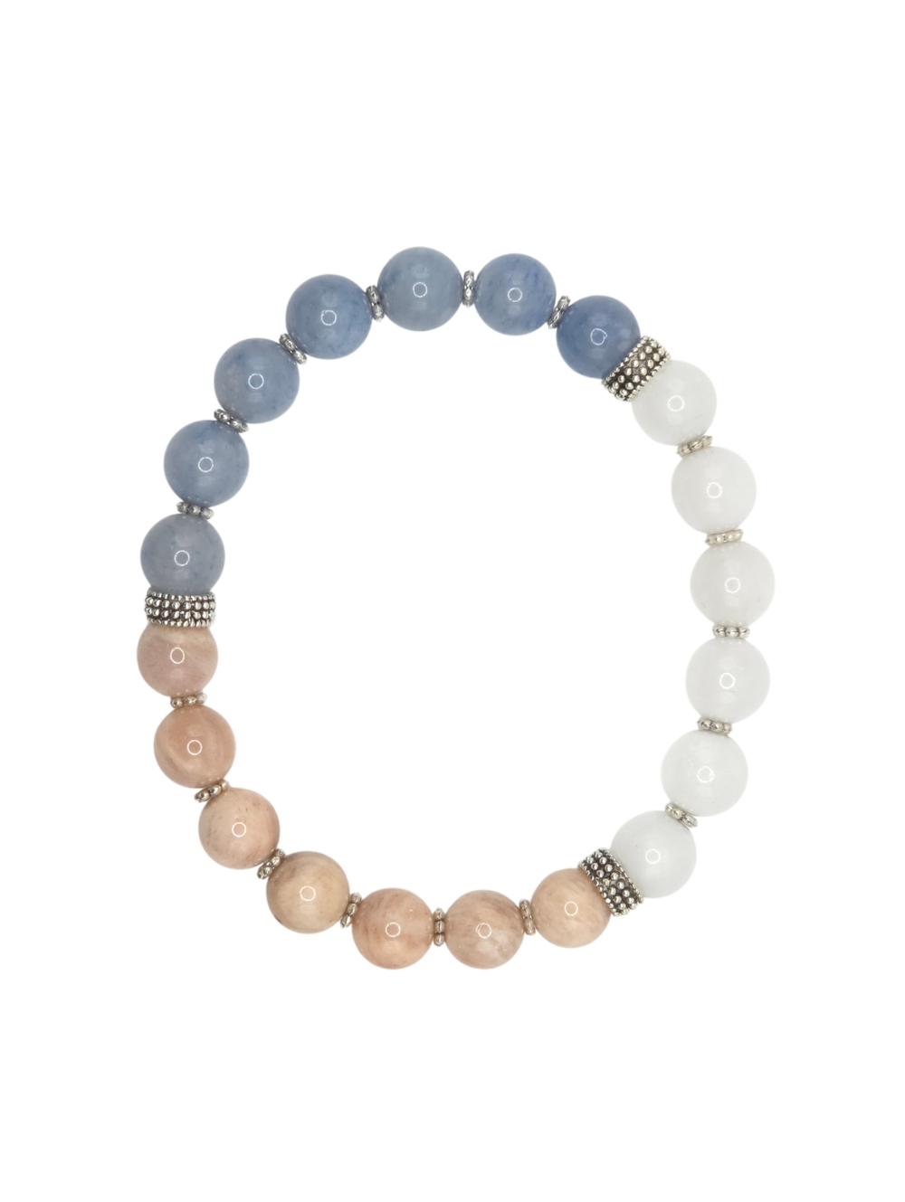 Sunstone, Blue Aventurine, & Clear Quartz Natural Gemstome Bracelet